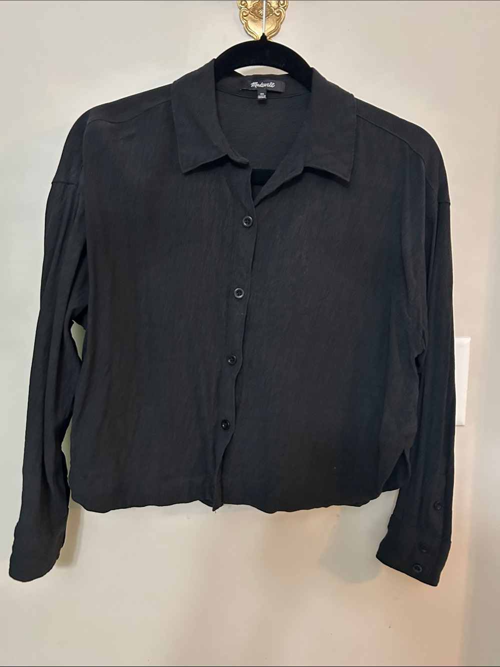 Madewell Black Button-Front Long Sleeve Shirt